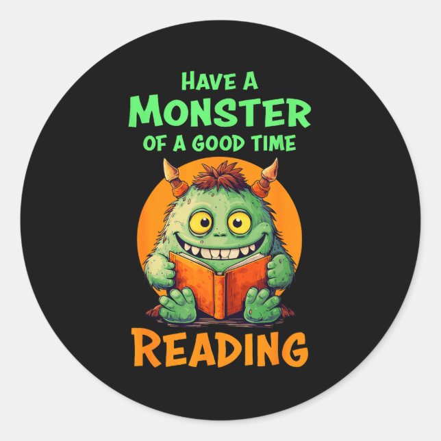 Funny Halloween Teacher Librarian Monster Reading  Classic Round Sticker (Front)