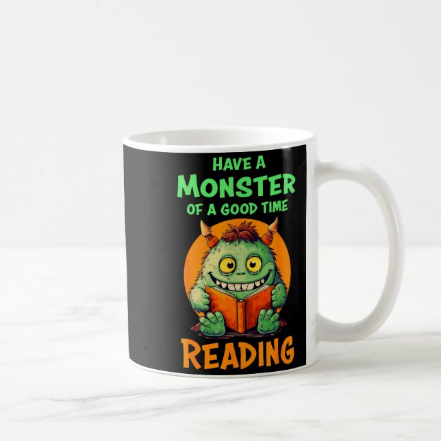 Funny Halloween Teacher Librarian Monster Reading  Coffee Mug (Right)