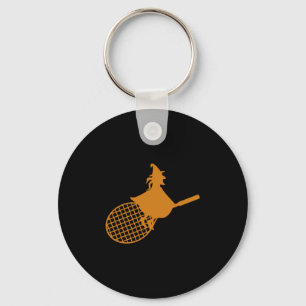 Funny Halloween Tennis - Witch on Tennis Key Ring