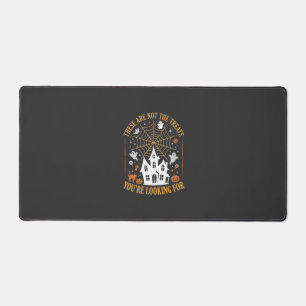 Funny Halloween Treats Ghost Haunted House Design_ Desk Mat
