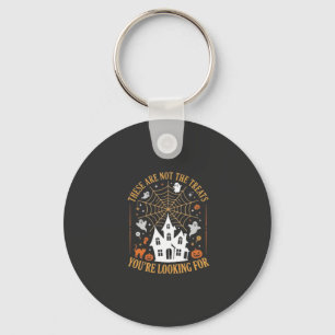 Funny Halloween Treats Ghost Haunted House Design_ Key Ring