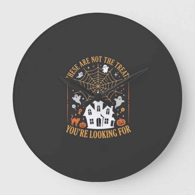 Funny Halloween Treats Ghost Haunted House Design_ Large Clock (Front)