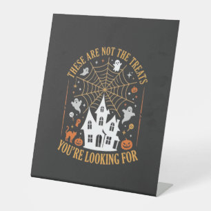Funny Halloween Treats Ghost Haunted House Design_ Pedestal Sign