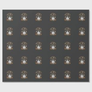 Funny Halloween Treats Ghost Haunted House Design_ Wrapping Paper