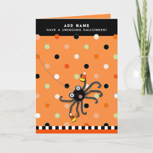 Funny Halloween Trick-or-Treating Spider Card