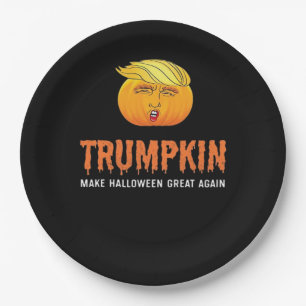 Funny Halloween Trumpkin  Paper Plate