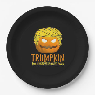 Funny Halloween Trumpkin Paper Plate