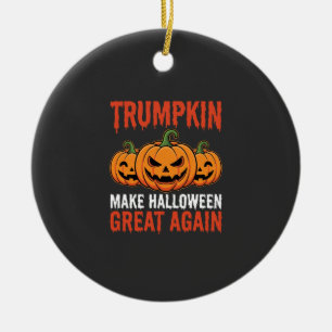 Funny Halloween Trumpkin Pumpkin Parody Ceramic Tree Decoration