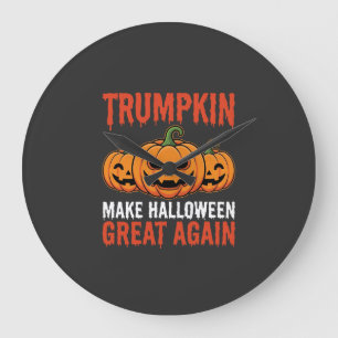 Funny Halloween Trumpkin Pumpkin Parody Large Clock