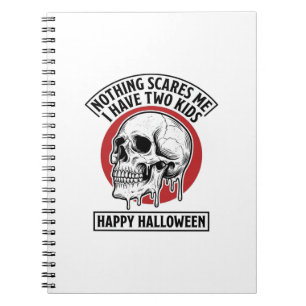 Funny Halloween Two Kids Skull Shirt Design_1 Notebook