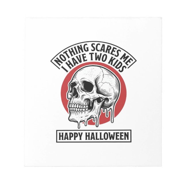 Funny Halloween Two Kids Skull Shirt Design_1 Notepad (Front)