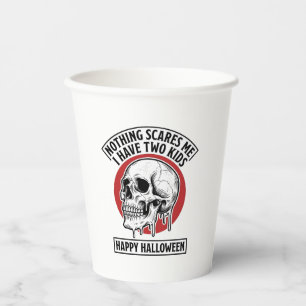 Funny Halloween Two Kids Skull Shirt Design_1 Paper Cups