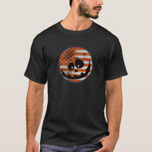 Funny Halloween USA Flag Pumpkin Moon Spider Graph T-Shirt