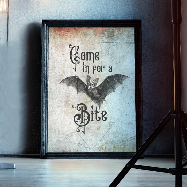 Funny Halloween Vampire Bat Come in for a Bite Poster (Creator Uploaded)