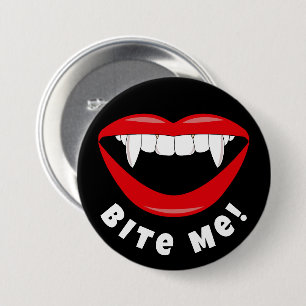 Funny Halloween Vampire Fangs Bite Me 7.5 Cm Round Badge