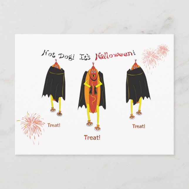 Funny Halloween Vampire Hot Dogs Trick or Treat Postcard (Front)