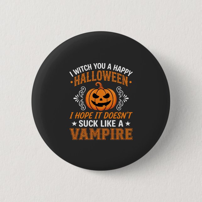 Funny Halloween Vampire Pumpkin 6 Cm Round Badge (Front)