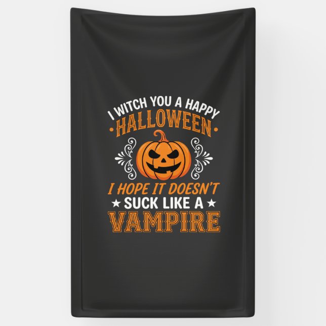 Funny Halloween Vampire Pumpkin Banner (Vertical)