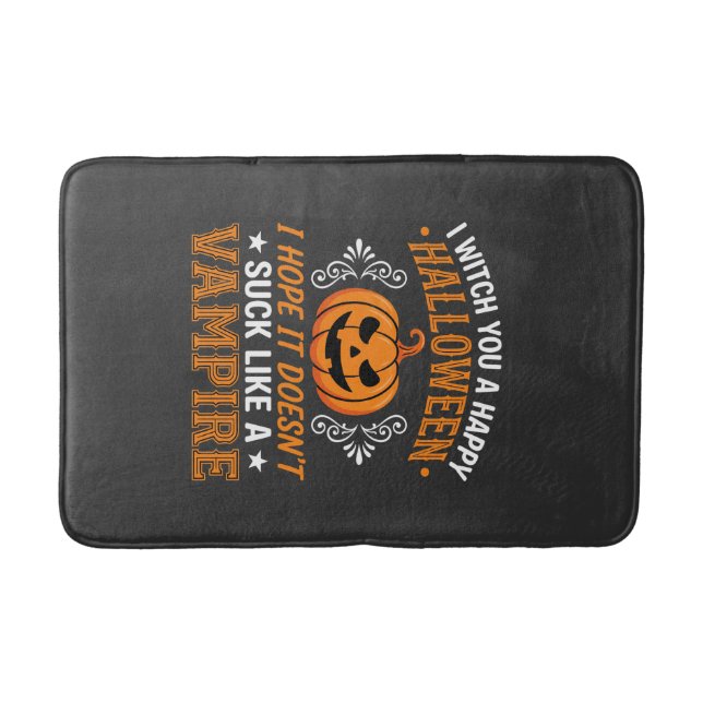 Funny Halloween Vampire Pumpkin Bath Mat (Front)