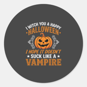 Funny Halloween Vampire Pumpkin Classic Round Sticker