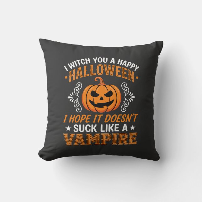 Funny Halloween Vampire Pumpkin Cushion (Front)
