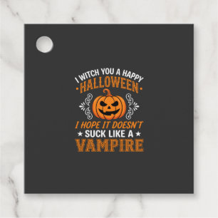 Funny Halloween Vampire Pumpkin Favour Tags