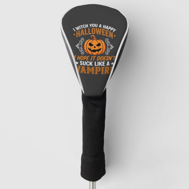 Funny Halloween Vampire Pumpkin Golf Head Cover (Front)