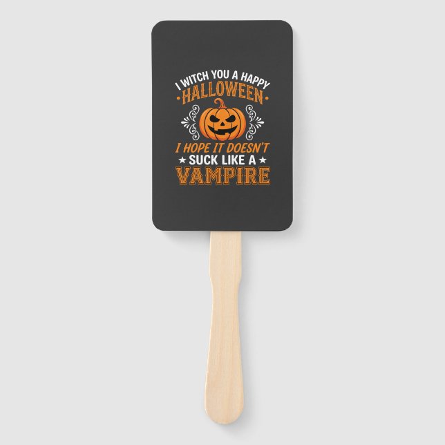 Funny Halloween Vampire Pumpkin Hand Fan (Front)