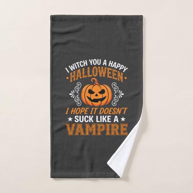 Funny Halloween Vampire Pumpkin Hand Towel (Hand Towel)