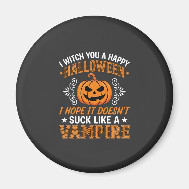 Funny Halloween Vampire Pumpkin Magnet (Front)