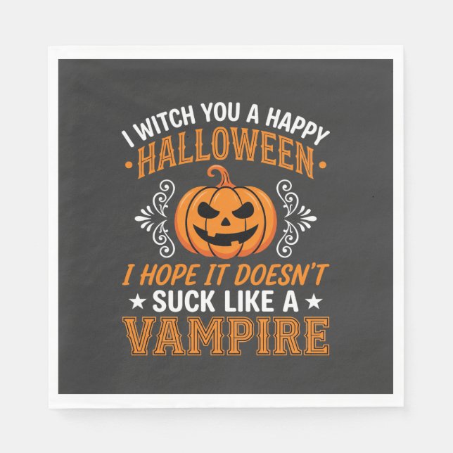 Funny Halloween Vampire Pumpkin Napkin (Front)