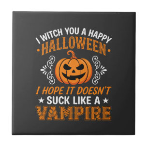 Funny Halloween Vampire Pumpkin Tile