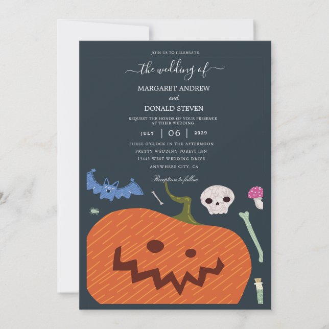 Funny Halloween wedding invitations (Front)