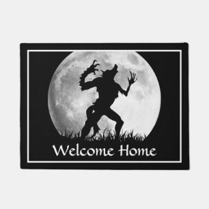 Funny Halloween Welcome Home - Werewolf Full Moon Doormat