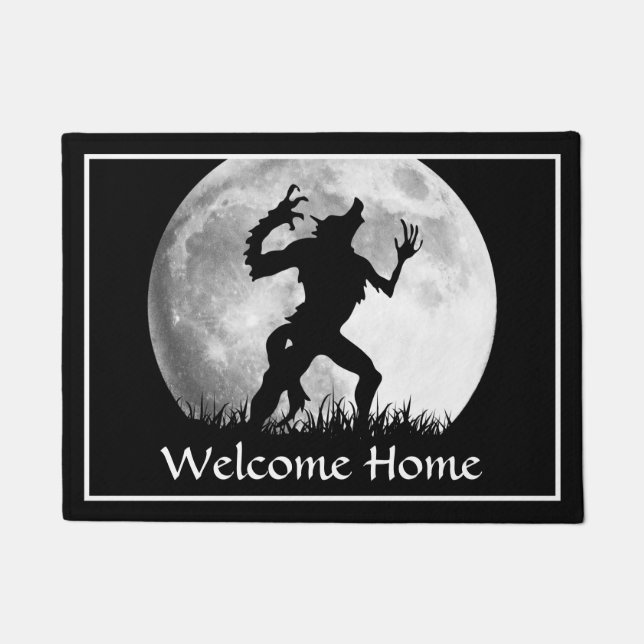Funny Halloween Welcome Home - Werewolf Full Moon Doormat (Front)