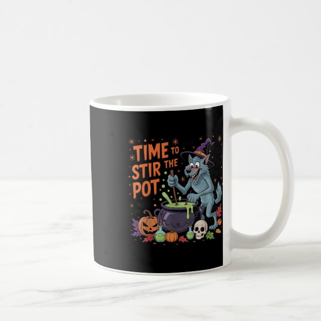 Funny Halloween Werewolf Time To Stir The Pot  Coffee Mug (Right)