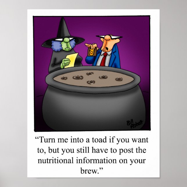 Funny Halloween Witch and F.D.A. Inspector Poster (Front)