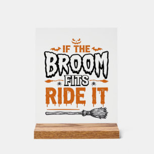 Funny Halloween Witch Broom Vintage Shirt Design_1 Acrylic Sign