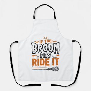 Funny Halloween Witch Broom Vintage Shirt Design_1 Apron