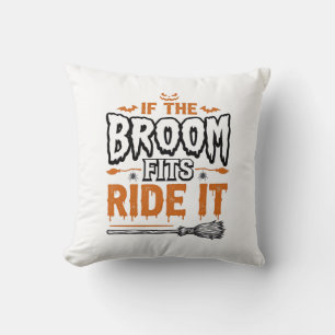 Funny Halloween Witch Broom Vintage Shirt Design_1 Cushion