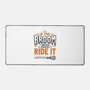 Funny Halloween Witch Broom Vintage Shirt Design_1 Desk Mat