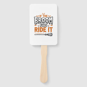 Funny Halloween Witch Broom Vintage Shirt Design_1 Hand Fan