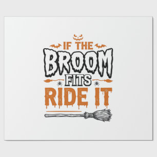 Funny Halloween Witch Broom Vintage Shirt Design_1 Wrapping Paper