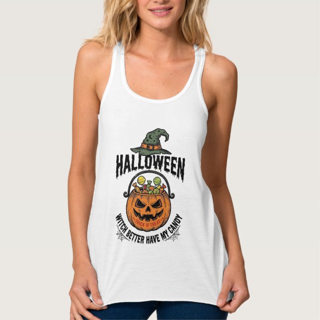 Funny Halloween Witch Candy Pumpkin Shirt Design_1 (Front)