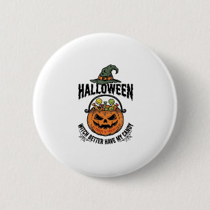 Funny Halloween Witch Candy Pumpkin Shirt Design_1 6 Cm Round Badge