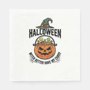 Funny Halloween Witch Candy Pumpkin Shirt Design_1 Napkin