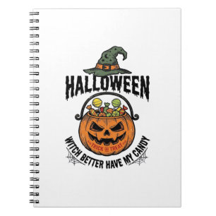 Funny Halloween Witch Candy Pumpkin Shirt Design_1 Notebook