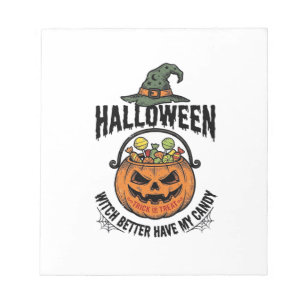 Funny Halloween Witch Candy Pumpkin Shirt Design_1 Notepad