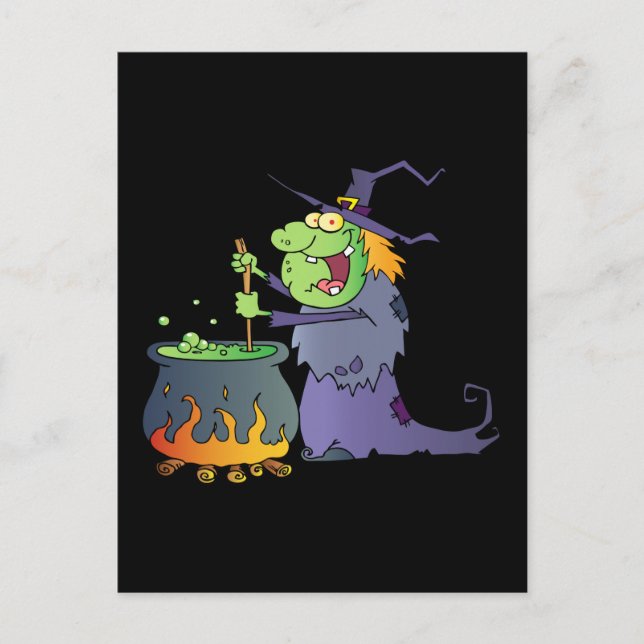 Funny Halloween witch cartoon Postcard (Front)