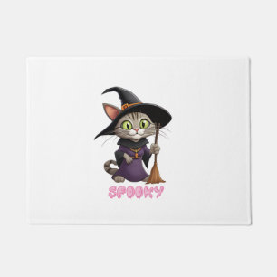 Funny Halloween Witch Cat Cute Kitten Lover Costum Doormat